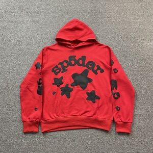 Sp5der Red Star Graphic Hoodie for Men